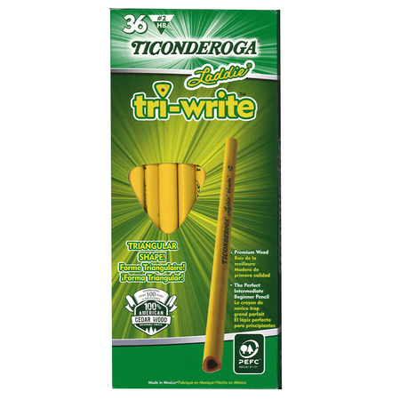 TICONDEROGA Laddie Tri-Write Intermediate Size No. 2 Pencils, No Eraser, PK36 13044